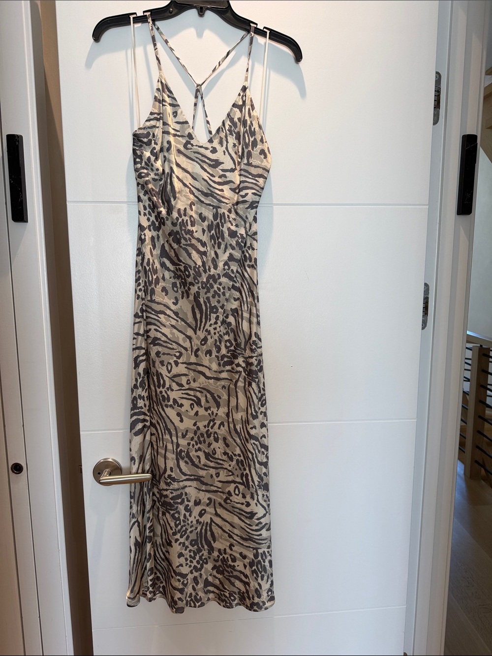 Rails Beige and Brown Animal-Print Midi Slip Dress
